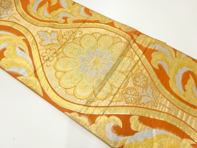 JAPANESE KIMONO / ANTIQUE FUKURO OBI / SILK / WOVEN TATEWAKU PATTERN